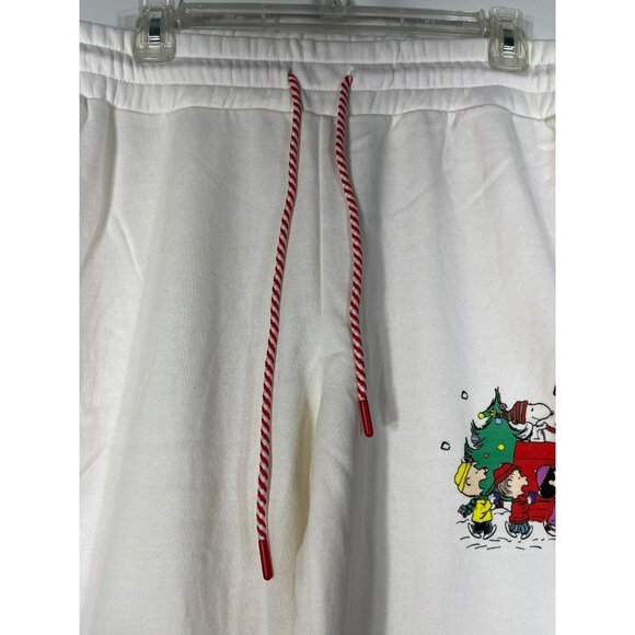Peanuts Gang Snoopy And Friends Womens Large Holiday Jogger Sweatpants Off White - Picture 10 of 16